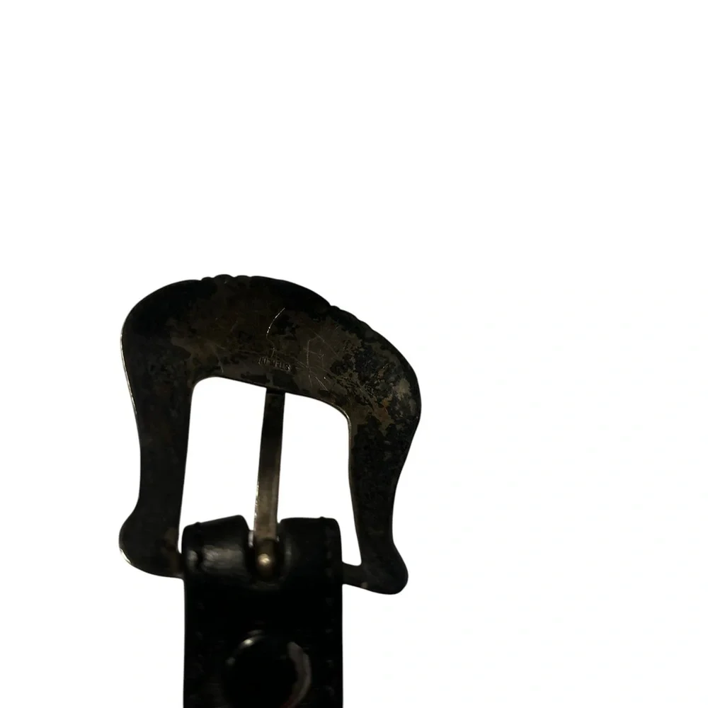 Alexander’s Belts & Buckles Genuine Black Leather Sterling Buckle Belt